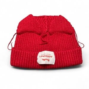 Charles Jeffrey Loverboy Collection Red Knit Beanie with Cat Ear Tabs
